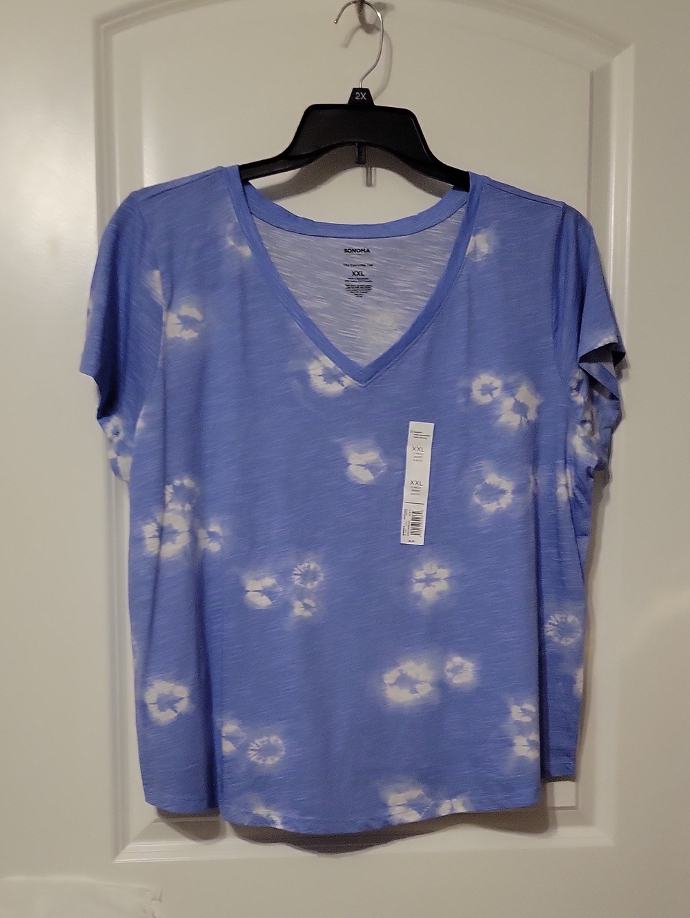 Sonoma Women's "The Everyday Tee", XXL, Blue/white Designs, NWT